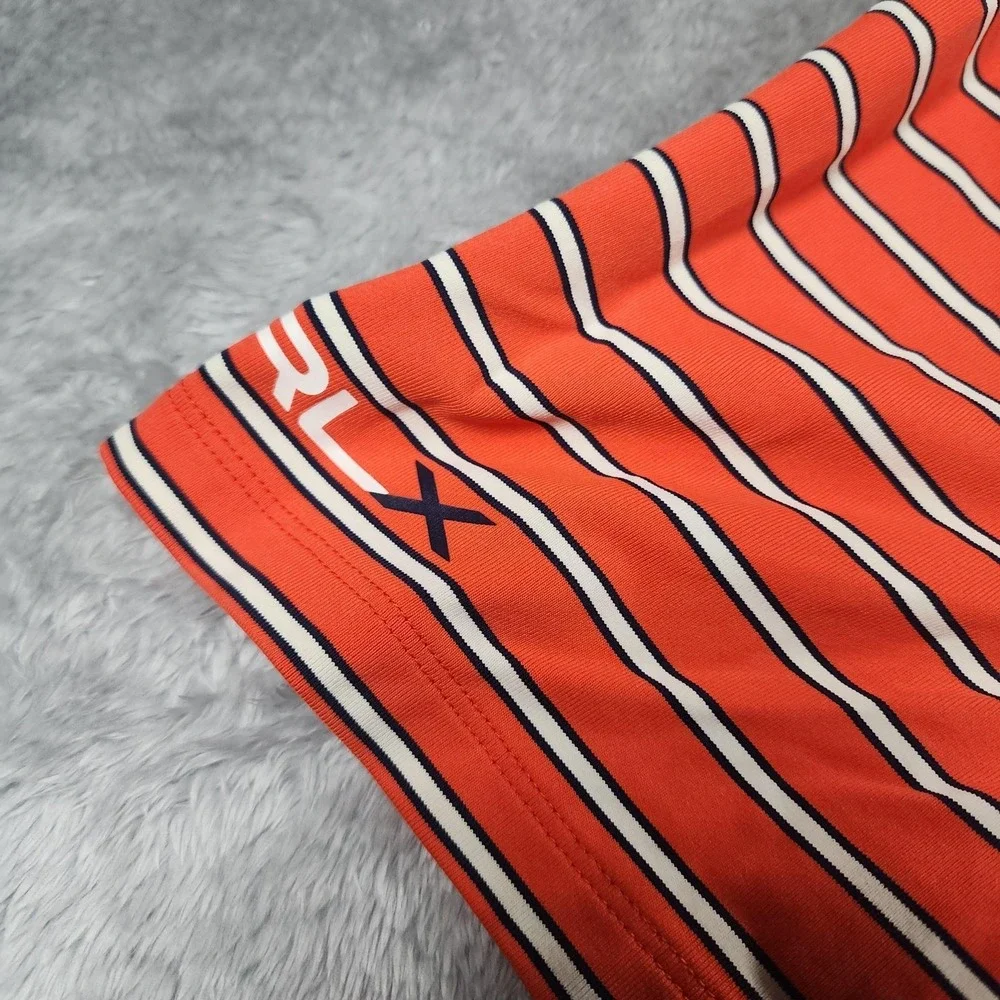 RLX Ralph Lauren Polo Shirt Men XL Orange Striped Rhode Island Country Club Golf